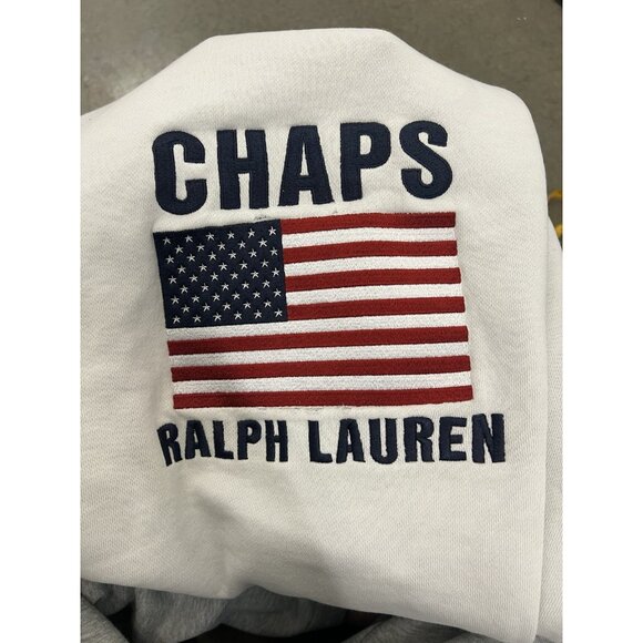 Chaps Ralph Lauren USA Flag embroidery white sweatshirt Size Large - Picture 8 of 10
